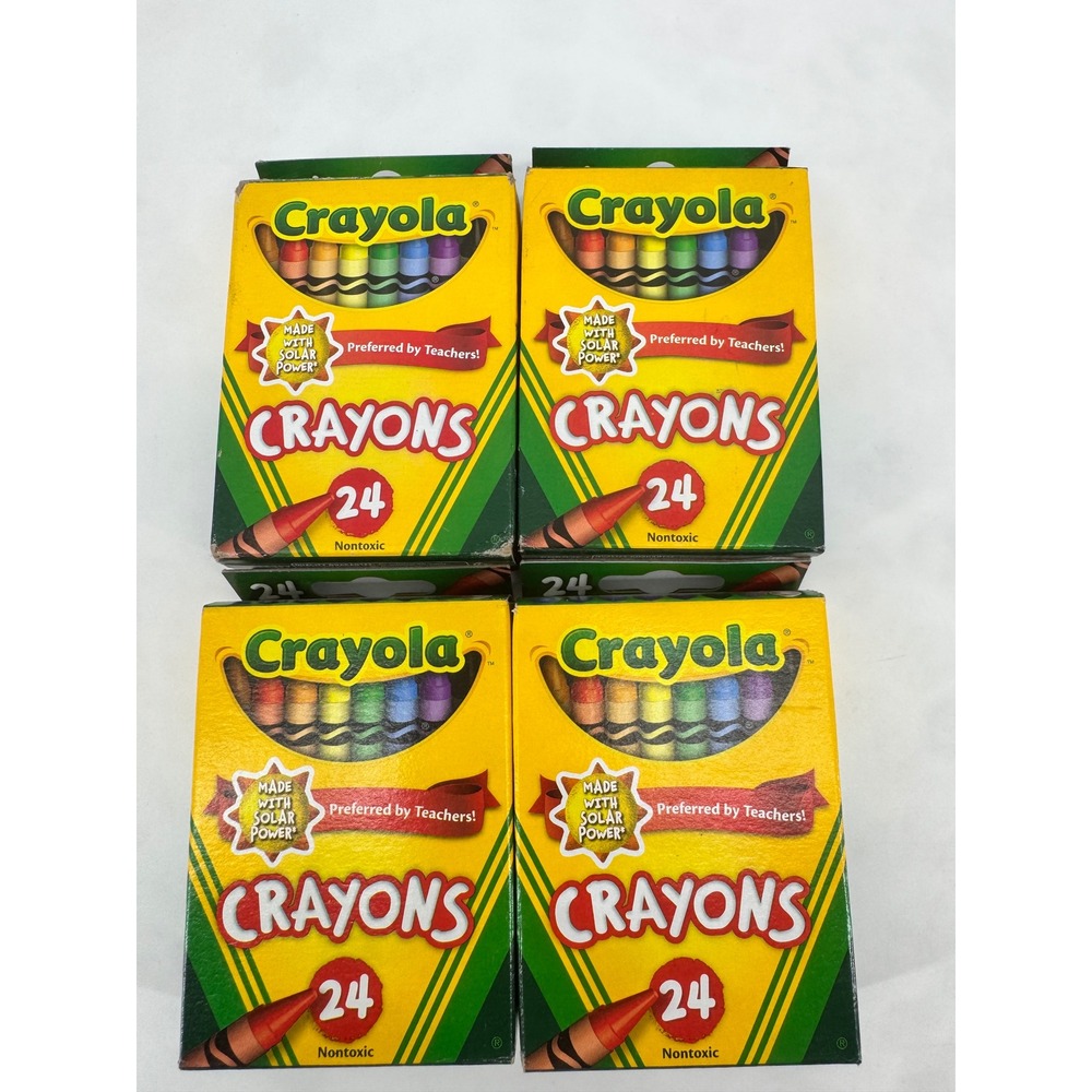 Crayola 24 Count Crayons Lot of 4 Boxes Bulk School Art Supplies Nontoxic